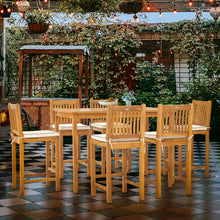 7 Piece Teak Wood Elzas 63" Rectangular Bistro Bar Set including 6 Bar Chairs