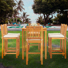 7 Piece Teak Wood Elzas 63" Rectangular Bistro Bar Set including 6 Bar Chairs