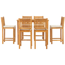 7 Piece Teak Wood Elzas 55" Rectangular Bistro Bar Set including 6 Bar Chairs