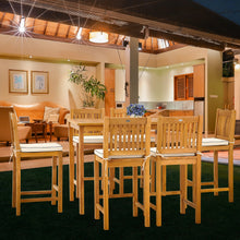 7 Piece Teak Wood Elzas 55" Rectangular Bistro Bar Set including 6 Bar Chairs