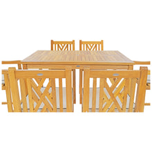 7 Piece Teak Wood Chippendale 55" Rectangular Bistro Bar Set including 2 Arm & 4 Side Bar Chairs