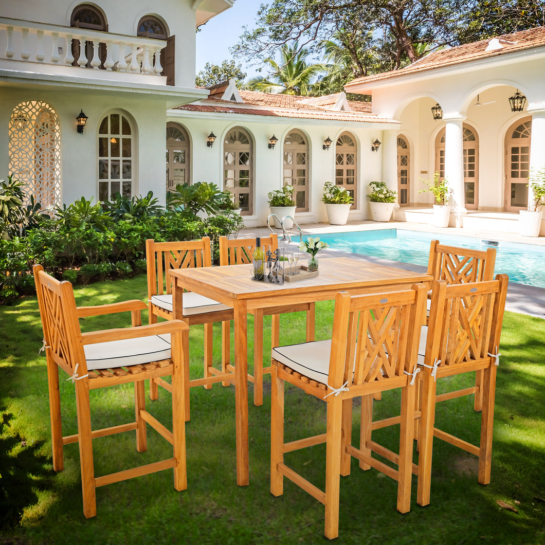 7 Piece Teak Wood Chippendale 55