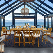 9 Piece Teak Wood Orleans Bar Table/Chair Set With Cushions