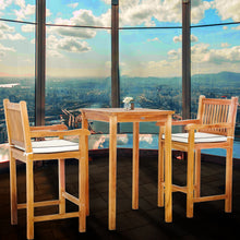 3 Piece Teak Wood Elzas Intimate Bistro Bar Set includes 27" Table and 2 Barstools with Arms