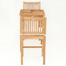 3 Piece Teak Wood Elzas Intimate Bistro Bar Set includes 27" Table and 2 Barstools with Arms