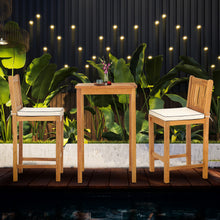 3 Piece Teak Wood Elzas Intimate Bistro Bar Set includes 27" Table and 2 Barstools