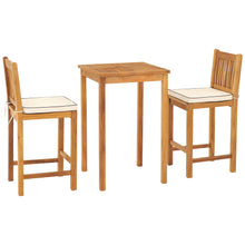 3 Piece Teak Wood Elzas Intimate Bistro Bar Set includes 27" Table and 2 Barstools