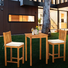 3 Piece Teak Wood Elzas Intimate Bistro Bar Set includes 27" Table and 2 Barstools