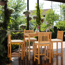 5 Piece Teak Wood Elzas Bistro Bar Set including 35" Square Table and 4 Barstools