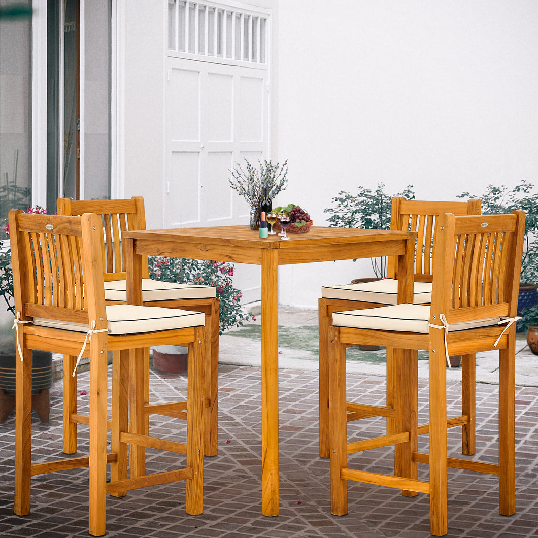 5 Piece Teak Wood Elzas Bistro Bar Set including 35