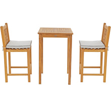 3 Piece Teak Wood Chippendale Intimate Bistro Bar Set with 27" Table and 2 Barstools