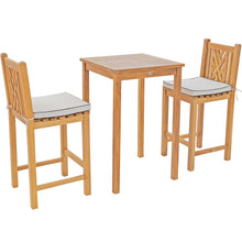 3 Piece Teak Wood Chippendale Intimate Bistro Bar Set with 27" Table and 2 Barstools