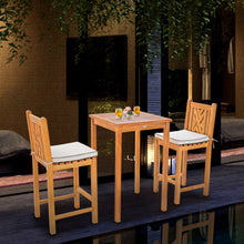 3 Piece Teak Wood Chippendale Intimate Bistro Bar Set with 27" Table and 2 Barstools