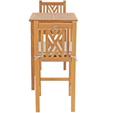 3 Piece Teak Wood Chippendale Intimate Bistro Bar Set with 27" Table and 2 Barstools