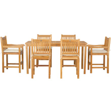 7 Piece Teak Wood Elzas 63" Rectangular Bistro Counter Set including 2 Arm & 4 Side Counter Stools