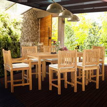 7 Piece Teak Wood Elzas 71" Rectangular Bistro Counter Set including 2 Arm & 4 Side Counter Stools