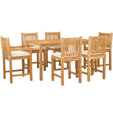 7 Piece Teak Wood Elzas 63" Rectangular Bistro Counter Set including 2 Arm & 4 Side Counter Stools