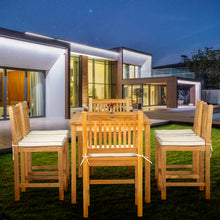 7 Piece Teak Wood Elzas 71" Rectangular Bistro Counter Set including 2 Arm & 4 Side Counter Stools