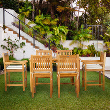 7 Piece Teak Wood Elzas 55" Rectangular Bistro Counter Set including 2 Arm & 4 Side Counter Stools