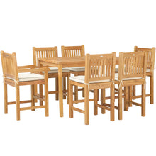 7 Piece Teak Wood Elzas 55" Rectangular Bistro Counter Set including 2 Arm & 4 Side Counter Stools