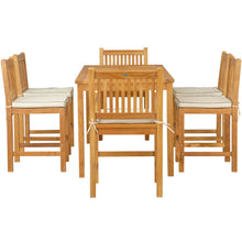 7 Piece Teak Wood Elzas 55" Rectangular Bistro Counter Set including 2 Arm & 4 Side Counter Stools
