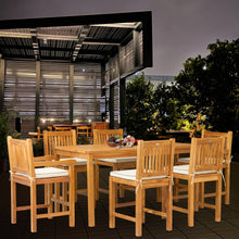 7 Piece Teak Wood Elzas 55" Rectangular Bistro Counter Set including 2 Arm & 4 Side Counter Stools
