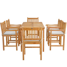 7 Piece Teak Wood Elzas 71" Rectangular Bistro Counter Dining Set including 6 Counter Stools with Arms