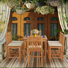 7 Piece Teak Wood Chippendale 55" Rectangular Bistro Counter Dining Set including 6 Counter Stools