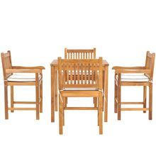 5 Piece Teak Wood Elzas Bistro Counter Dining Set Including 35" Table and 4 Counter Stools w/ Arms