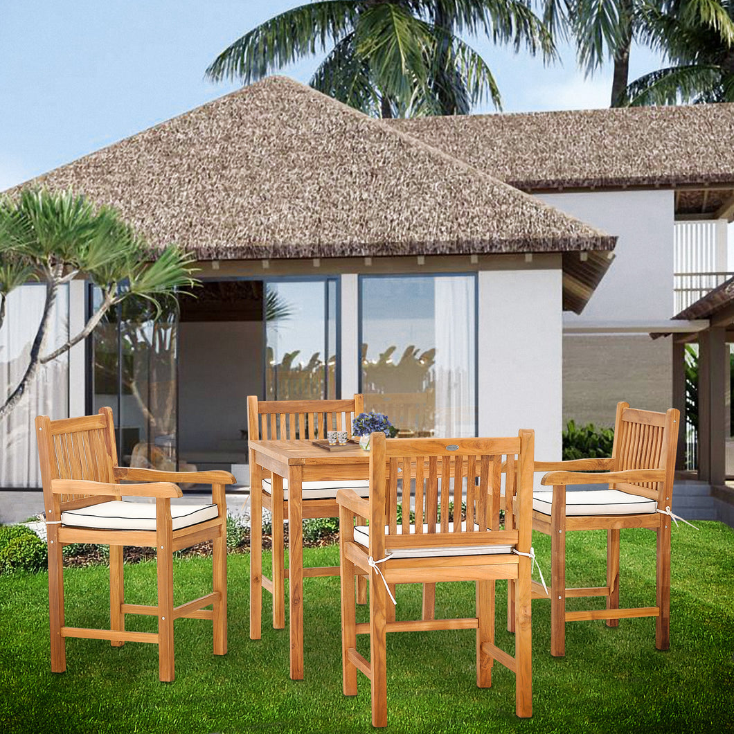 5 Piece Teak Wood Elzas Bistro Counter Dining Set Including 35
