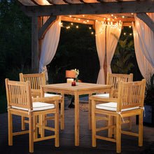5 Piece Teak Wood Elzas Bistro Counter Dining Set Including 35" Table and 4 Counter Stools w/ Arms