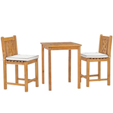 3 Piece Teak Wood Chippendale Bistro Counter Dining Set including 27" Table & 2 Counter Stools