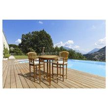 3 Piece Teak Wood Orleans Bar Table/Chair Set With Cushions - Chic Teak