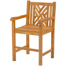 5 Piece Teak Wood Chippendale Bistro Counter Dining Set including 35" Table & 4 Counter Stools w/ Arms