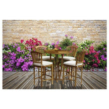 5 Piece Round Teak Wood Armless Orleans Bar Table/Chair Set With Cushions - Chic Teak