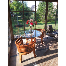 3 Piece Teak Wood Half Moon Patio Dining Set, 2 Chairs and 47" Round Table