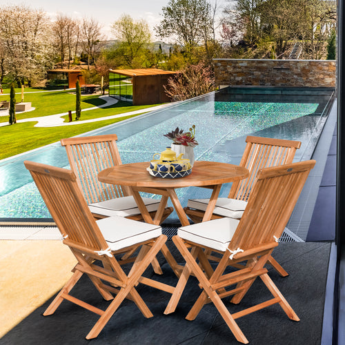 5 Piece Teak Wood California Dining Set with 47