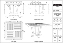 Teak Wood Amsterdam Square Dining Table, 47 inch