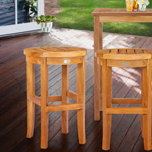 Teak Wood Santiago Round Counter Stool, 24 inch