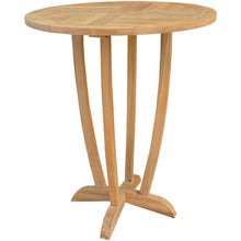 5 Piece Round Teak Wood Orleans Bar Table/Chair Set With Cushions