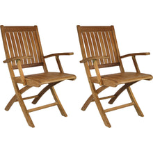 3 Piece Teak Wood Santa Barbara Patio Dining Set, 36" Round Folding Table with 2 Folding Arm Chairs