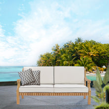 Teak Wood Castle Deep Seating Patio Love Seat with Cushions