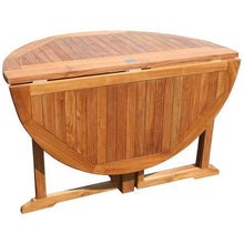Teak Wood Butterfly Round Outdoor Patio Folding Table, 47 Inch