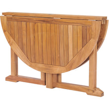 Teak Wood Butterfly Round Outdoor Patio Folding Table, 47 Inch