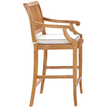 7 Piece Teak Wood Castle 63" Rectangular Medium Bistro Bar Set including 6 Barstools with Arms