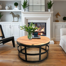 Teak Wood Hanover Coffee Table with Ironwork Base