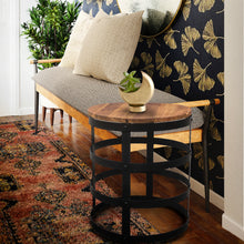 Teak Wood Hanover Side Table with Ironwork Base