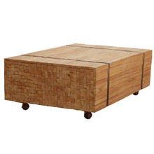 Teak Wood Hanover Coffee Table With Wheels