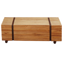 Teak Wood Hanover Coffee Table With Wheels