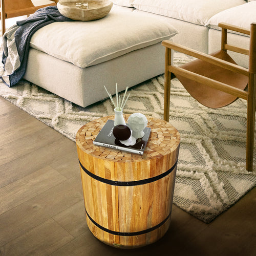 Teak Wood Hanover Stool and Side Table